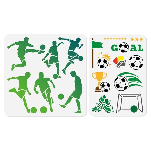 1set 2Pcs 2 Styles Platsic Hollow Out Drawing Painting Stencils for DIY Scrapbook Photo Album Football 297~300x210~300mm 1pc/style