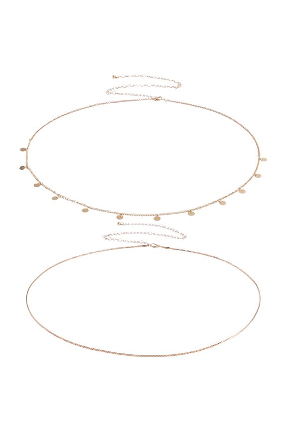 1set 2Pcs Iron Waist Body Chain Bikini Jewelry for Woman Girl Golden 27.4 inch~27.56 inch(69.5~70cm)