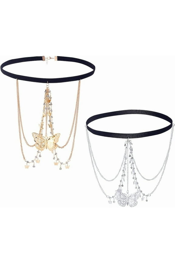 1set 2Pcs Pearl Thigh chains Platinum Pearl Leg Chains Vintage Thigh Chain Sexy Iron Thighs Body Chain Pearls Bead Leg Jewelry Accessories for Women Clothing Decoration