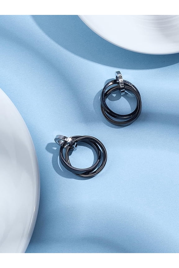 1set 2Pcs Stainless Steel Interlocking Ring Pendants Dangle Charms Pendant for DIY Jewelry Making 37.5-38x21mm for DIY Gunmetal