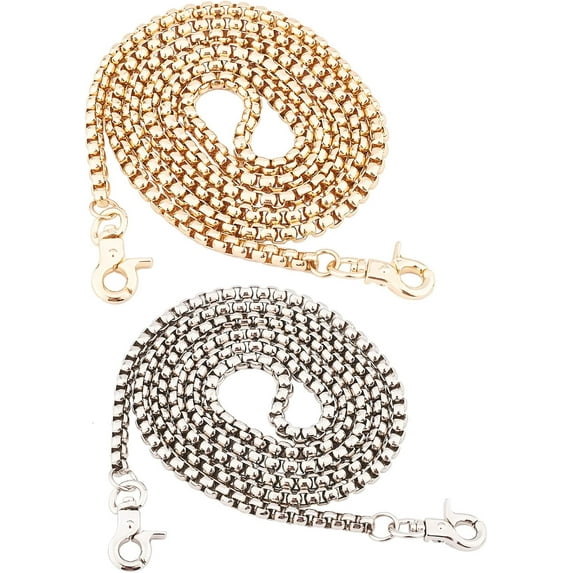 1set 2pcs 2 Colors 46.4Inch Iron Lantern Chain Strap Alloy Swivel Clasps Handbag Chains Purse Chain Straps Shoulder Cross Body Chains Purse Making Supplies