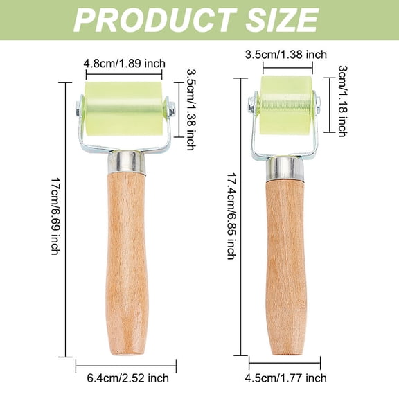 1set 2pcs 2 style Rubber Car Tyre Repair Rollers Tire Puncture Repair Cold Patch Pressure Tool with Wooden Handle and Iron Findings Light Green 170~174x45~64x35mm 1pc/style