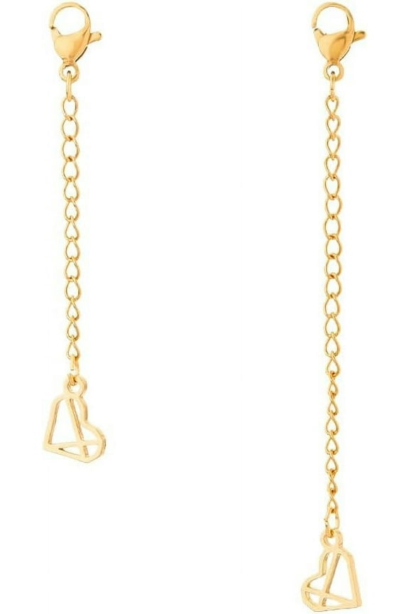 1set 2pcs 2 styles 304 Stainless Steel Chain Extender with Heart Golden 50.8~74mm 1pc/style