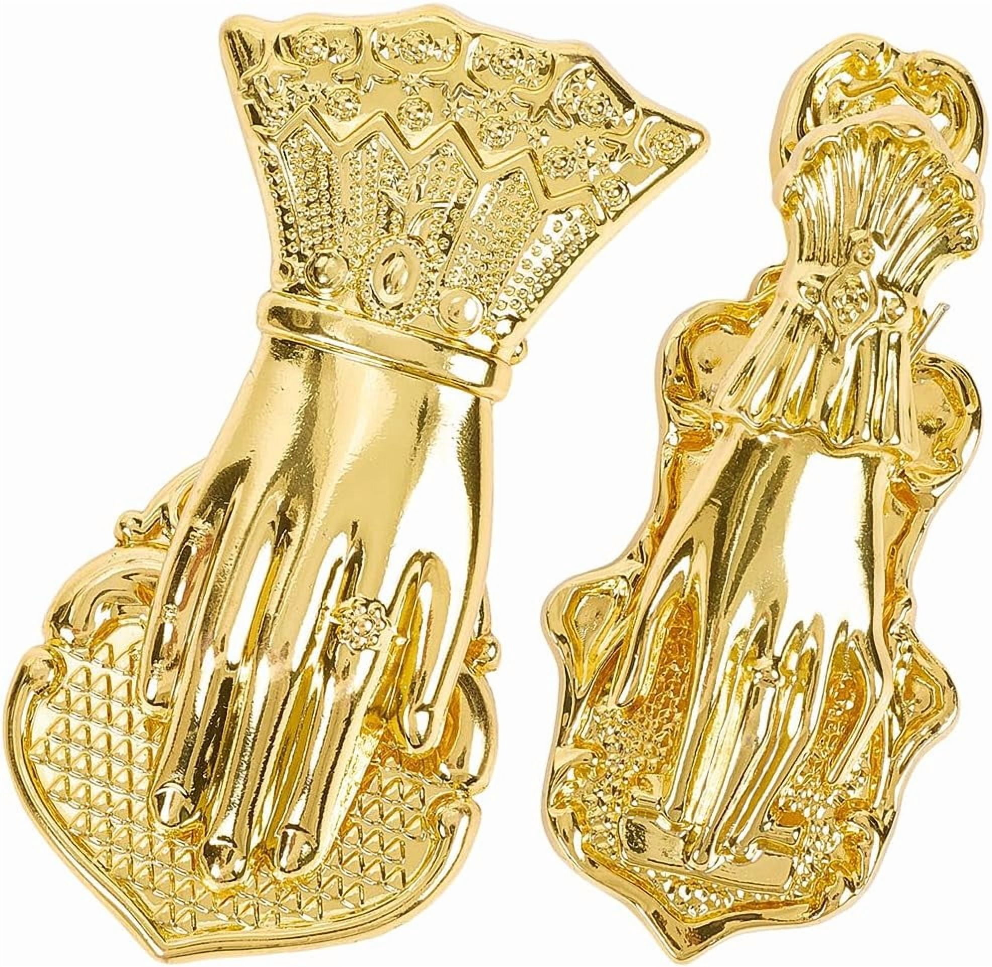 1set 2pcs 2 styles Alloy Hand Shaped Bookmark Clip with 1pc Velvet Pouches Golden 87x39x29mm Hole: 6mm