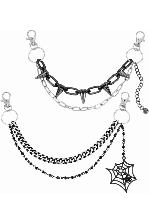 1set 2pcs 2 styles Alloy Purse Chains with Spider Web & Cone Mixed color 280~315mm 1pc/style