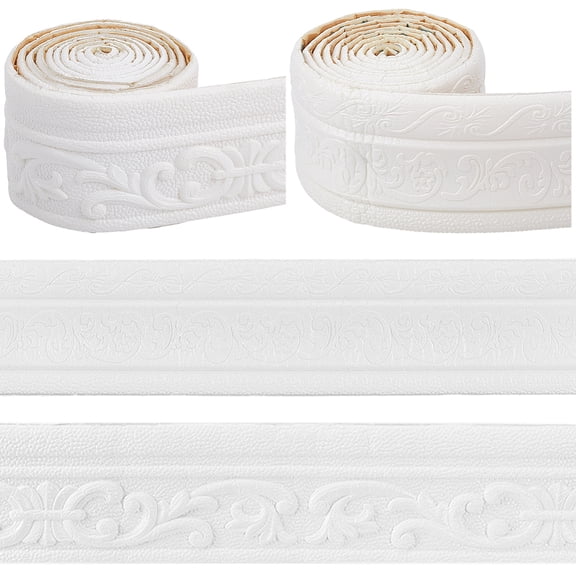 1set 2pcs 2 styles Self-Adhesive XPE Grain Contact Paper Wall Stickers for Shelf Liner Dresser Drawer Locker White 80x6mm about 2.1~2.25m/pc 1pc/style