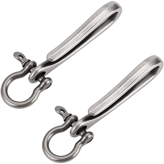 1set 2pcs Alloy Shackle Clasps with S Hook Clasps Car Keychain for Men Wallet Chain Accessory Antique Silver 76mm