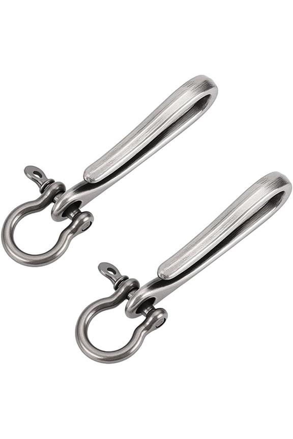 1set 2pcs Alloy Shackle Clasps with S Hook Clasps Car Keychain for Men Wallet Chain Accessory Antique Silver 76mm