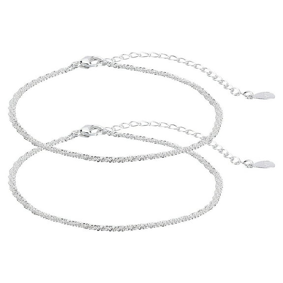 1set 2pcs Brass Micro Pave Cubic Zirconia Cable Chains Bracelets for Women Raw(Unplated) 6-3/4 inch(17cm)