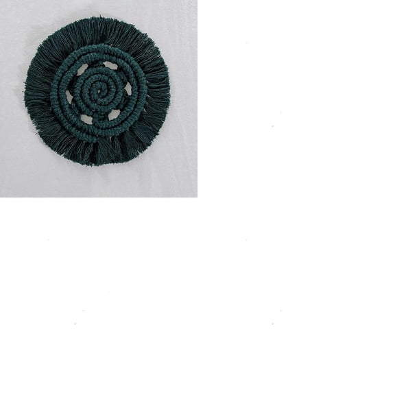 1set 2pcs Cotton Macrame Cup Mats Handmade Tassel Coaster Round Dark Slate Gray 180mm