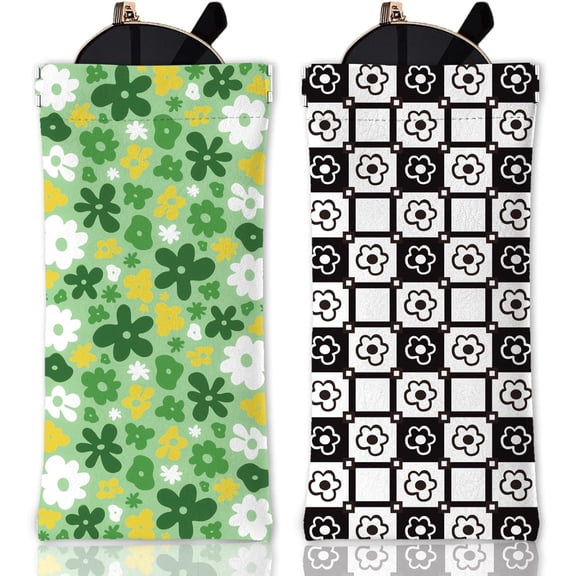 1set 2pcs Custom Rectangle PU Leather Eyelasses Case Portable Slip-in Sunglass Pouch Tartan 180x85mm