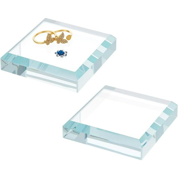 1set 2pcs Glass Decorative Display Case Square Clear 80x80x18.5mm