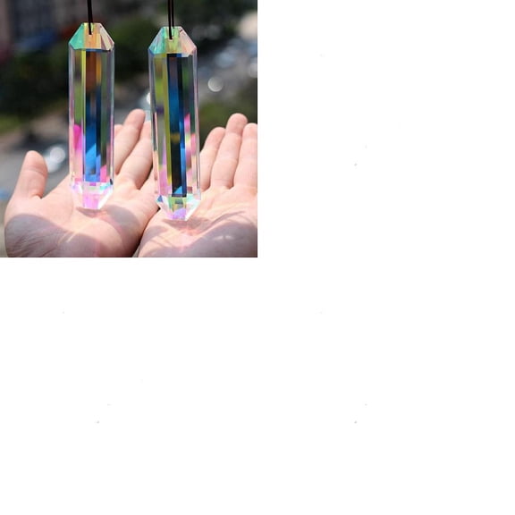 1set 2pcs Glass Rectangle Decorations Rainbow Maker Hanging Suncatchers Home Car Decorations Clear AB 120x28x15mm