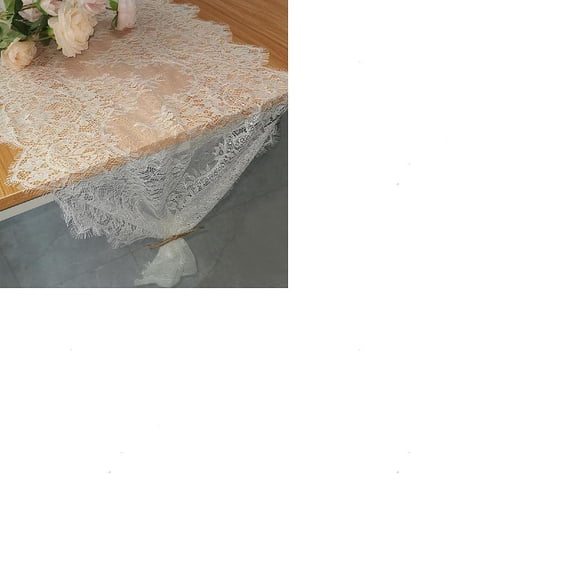 1set 2pcs Lace Table Runners for Wedding Party Festival Home Tablecloths Decorations Rectangle White 3000x400~410mm
