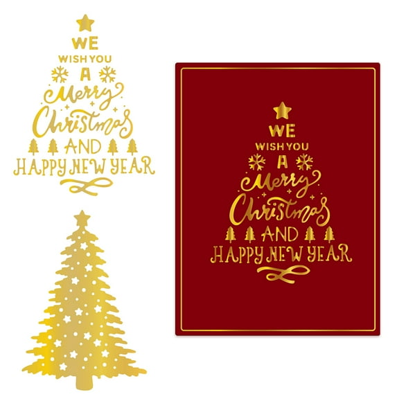 1set 2pcs Plate Metal Dies for DIY Scrapbooking Embossing Photo Album Craft Making Template Matte Platinum color Christmas Tree Pattern 10.3~10.4x7.2~8.1x0.1cm 1pc/style