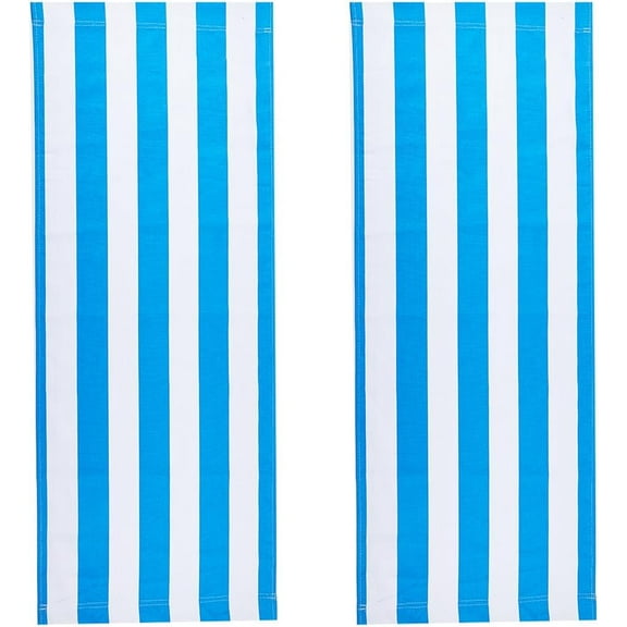 1set 2pcs Stripe Pattern Canvas Cloth Chair Replacement for Director Chair Makeup Chair Seat and Back Deep Sky Blue 1150x430x1.5mm