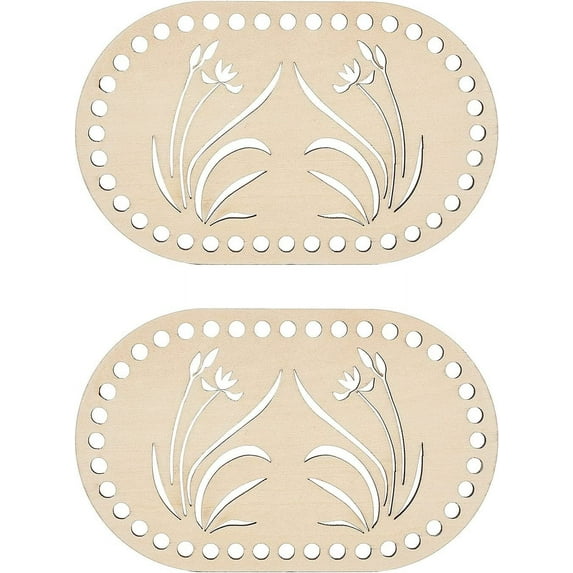 1set 2pcs/set Wooden Basket Bottom 4×6×0.2 Inch Oval Hollow Bottom bag Wooden Base for Basket Weaving Supplies Craft Creation Home Decoration BurlyWood