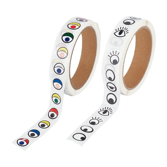 1set 2rolls 2 styles Eye Kraft Paper Stickers Adhesive Roll Sticker Labels for Envelopes Mailers and Bags Mixed color 12~20x14~20x0.1mm 1roll/style