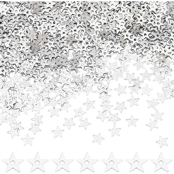 3.53 Ounce(100 Grams) Silver Tiny Star Sequin Paillettes 5.5mm Mini Star Sequins Embroidery Sequins with Holes DIY Loose Sequin for Sewing Embroidery Applique DIY Crafts