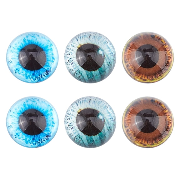 1set 3 Pairs 3 colors Glass Cat Eye Decorative Eye Piece Half Round Mixed color 30x15mm 1 pair/color