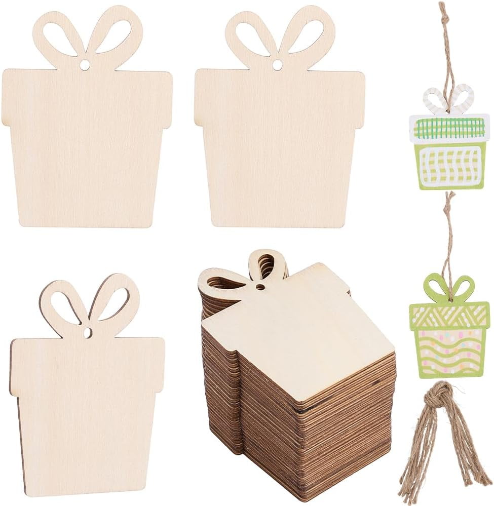 1set 3 Sets Wooden Pendant Decorations with Jute Twine Christmas — free download