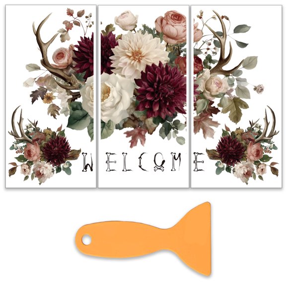 1set 3 Sheets 3 Styles PVC Waterproof Decorative Stickers Self Adhesive Floral Decals for Decoration Flower 300x150mm 1 sheet/style