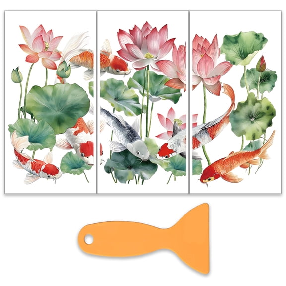 1set 3 Sheets 3 Styles PVC Waterproof Decorative Stickers Self Adhesive Floral Decals for Furniture Decoration Fish 300x150mm 1 sheet/style