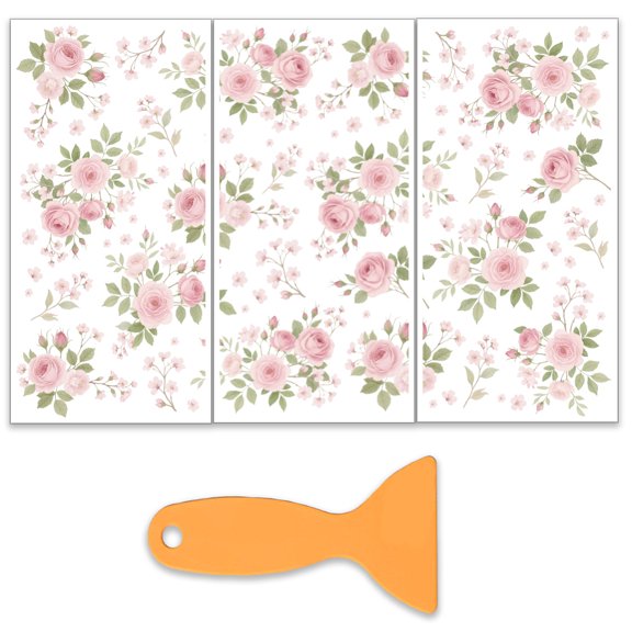 1set 3 Sheets 3 Styles Waterproof Decorative Stickers Self Adhesive Floral Decals for Furniture Decoration June Rose 300x150mm 1 sheet/style DIY