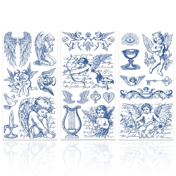 1set 3 Sheets 3 styles PVC Waterproof Decorative Stickers Self Adhesive Decals for Furniture Decoration Angel 300x150mm 1 sheet/style Plastic