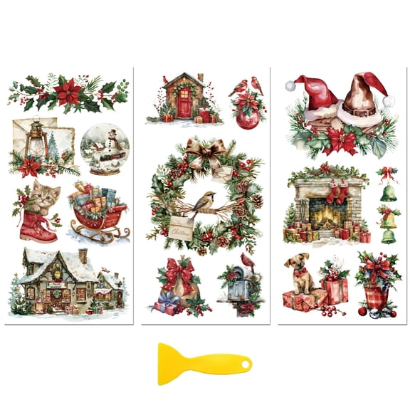 1set 3 Sheets 3 styles PVC Waterproof Decorative Stickers Self Adhesive Decals for Furniture Decoration Mixed Shapes 300x150mm 1 sheet/style Plastic