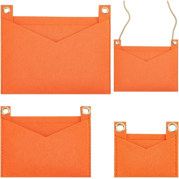 1set 3 Sizes Felt Purse Organizer Insert Handbag Felt Organizer Tote Bag Divider Pocket Inside Envelope Shaper with Eyelets Rectangle Pocket Insert Liner for Women Clutch Pochette Orange