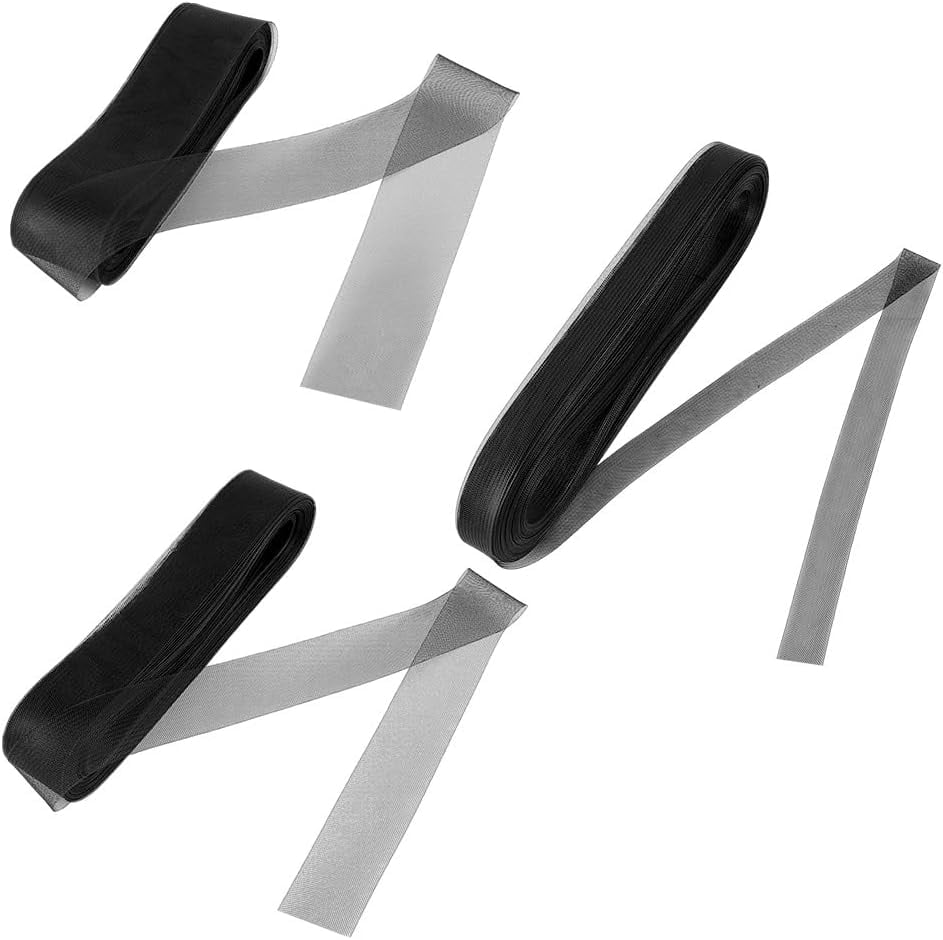 1set 3 rolls 3 styles Elastic Polyester Deco Mesh Ribbons for Hat Decoration Skirts Decoration Making Black 1~3 inch(25~75mm) about 50.00 Yards(45.72m)/Roll 1roll/style