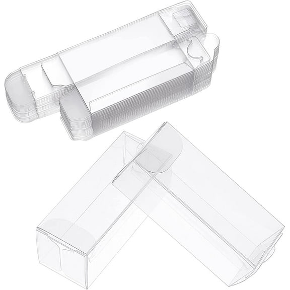 1set 30 Pcs Clear Candy Box Transparent Wedding Party Favour Boxes 1.18x1.18x3.19 PVC Cube Packaging Boxes for Candy Cookies Cake Chocolate Gift and Molds