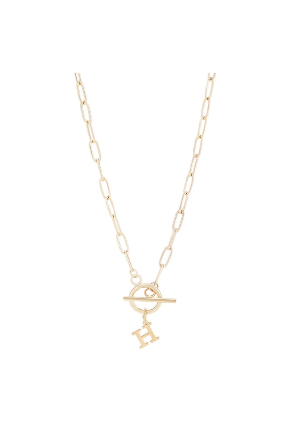 1set 304 Stainless Steel Letter Necklaces Lead Free & Nickel Free & Cadmium Free Letter H 17.52 inch(44.5cm)~18.90 inch(48cm) Letter: 12.5x11mm