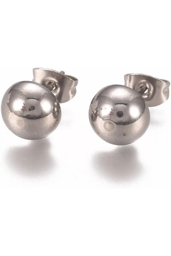 1set 304 Stainless Steel Stud Earrings with Earring Backs Half Round Mixed color 8x4mm Pin: 0.8mm 3pairs/set