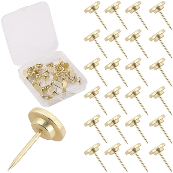 1set 30Pcs Zinc Alloy Drawing Pins Flat Round Golden 16x10.5mm