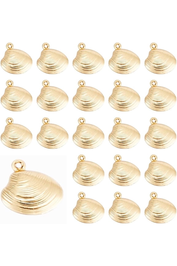 1set 30pcs 304 Stainless Steel Shell Shape Charm Golden 14x13x4mm Hole: 1mm