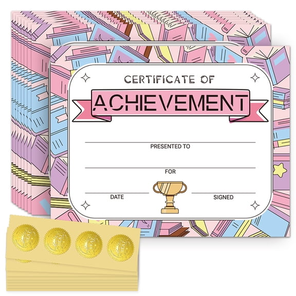 1set 30pcs Rectangle Award Certificate Holders Diploma Holders with 8 Sheets Self Adhesive golden Foil Embossed Stickers Trophy 200x250mm DIY