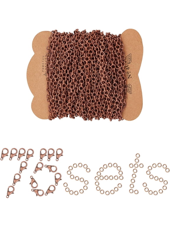 1set 33Feet Copper Chains Link Spool Bulk Necklace Width 5mm for Women Jewelry Necklace Bracelet Pendant Making Red