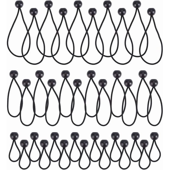 1set 36 Pcs Ball Bungee Cords Black Bungee Cord Loop Straps with Plastic Balls Heavy Duty Elastic String for Canopy Tarp Camping Cargo Tent Black DIY