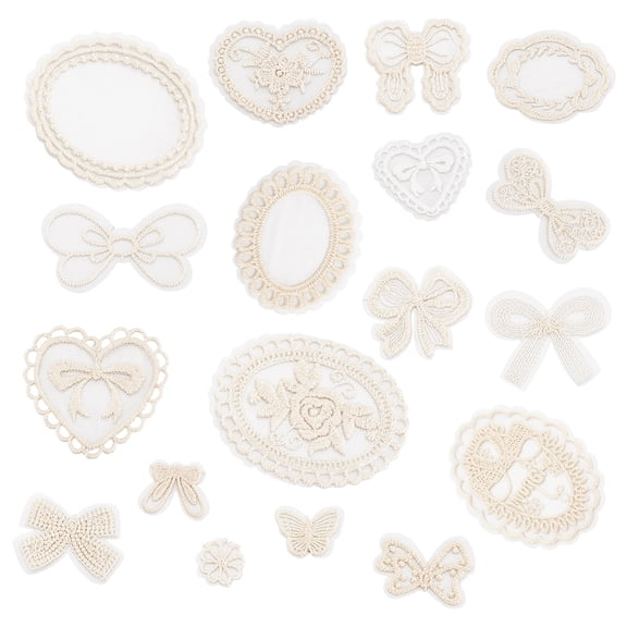 1set 36pcs 18 styles Computerized Embroidery Cloth Iron on/Sew on Patches Costume Accessories Appliques Lace Embroidery Sticker Mixed Shapes 20~80x20~65x1mm 2pcs/style