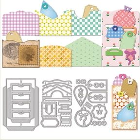 1set 3D Pocket Label Cutting Dies for DIY Scrapbooking Metal Slot Envelope Frame Cut Dies Card Making Embossing Photo Album Journal Cards Craft Decor