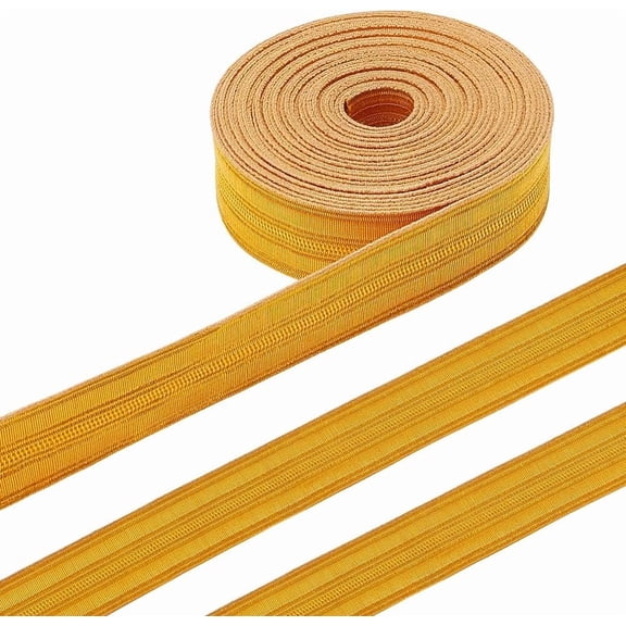 1set 3M Metallic Yarn Ribbon for Clothes Sewing French Wire Gimp Wire Ribbon Flexible Round Copper Wire Ribbon golden 5/8 inch(15mm)