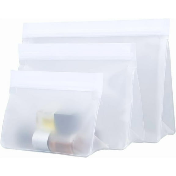 1set 3Pcs 3 Sizes Mini Clear Toiletry Bag Bulk Waterproof Transparent Sealed Small PEVA Plastic Zipper Pouch Leakproof Travel Cosmetic Makeup Bags for Lipstick Toiletries Storage Women Men White