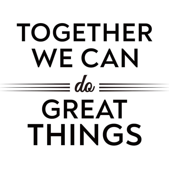 1set 3Pcs Inspirational PVC Wall Sticker Vinyl Art Lettering Wall Decal "Together we can do Great Things" Quotes Sticker for Living Room Bedroom Wall Door Decor Black 15.35"x20.5"
