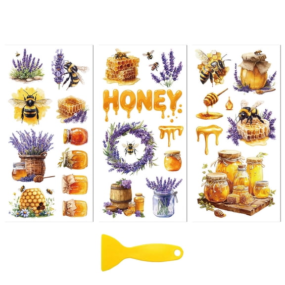 1set 3Pcs PVC Waterproof Decorative Stickers Self Adhesive Decals for Furniture Decoration Bees 300x150mm