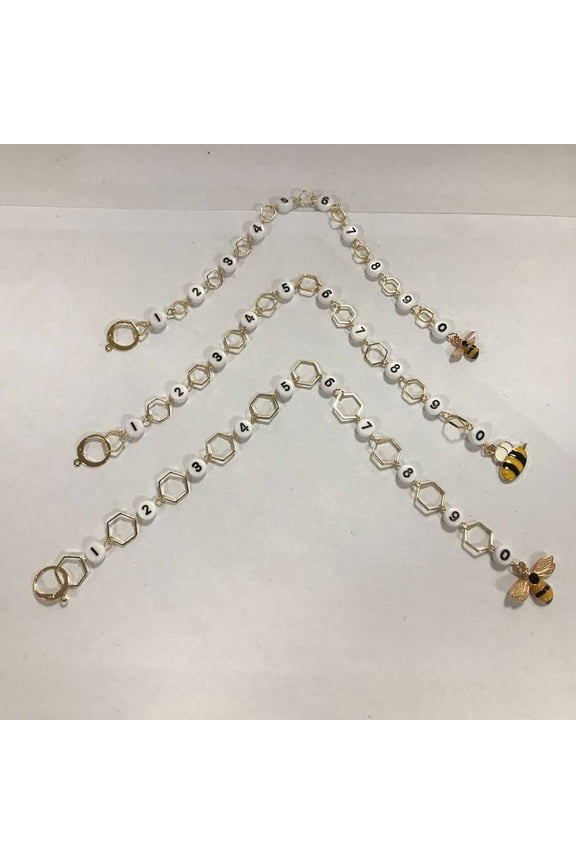 1set 3pcs 3 Sizes Enamel Bees Charm Knitting Row Counter Chains Acrylic Number Beads Row Counting for Row Counting Accessories for Knitting Crochet Tracking Project Progress