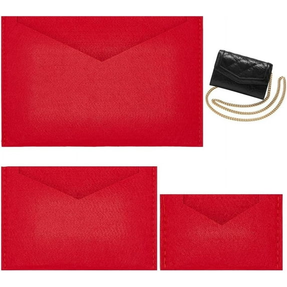1set 3pcs 3 style Wool Felt Envelope Purse Insert Organizer for Crossbody bag Making Red 5.8~14.9x9~21.9x0.35cm 1pc/style