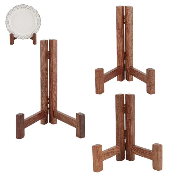 1set 3pcs 3 styles Solid Wood Photo Frame Hinged Stands Plate Storage Easel Display Chocolate 11.3~13.1x8.3~10x12.7~17.8cm 1pc/style