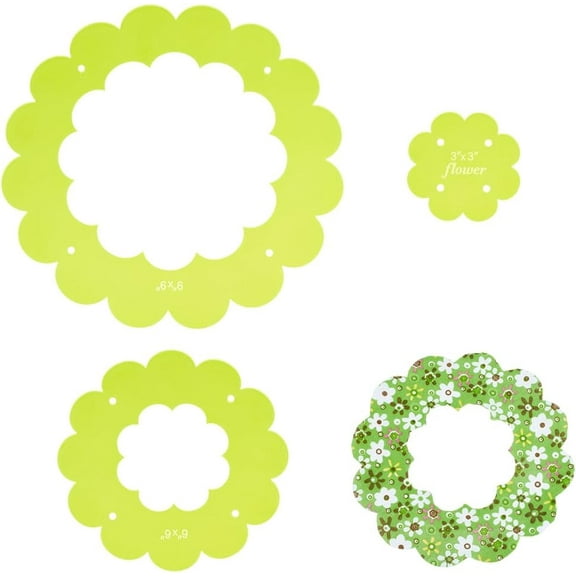 1set 3pcs Acrylic Template Flower Green Yellow 72~228x2.5mm Hole: 4mm